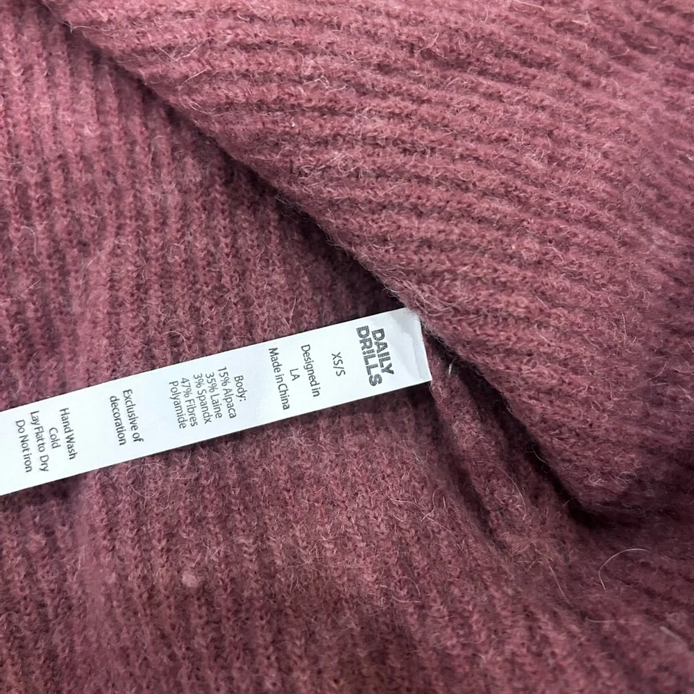 Daily Drills Single Button Ribbed Burgundy Cardigan Sweater in Wine New XS/S - Picture 5 of 9